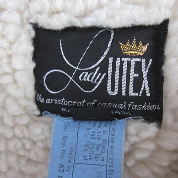 Vintage 70s LADY UTEX Retro Orange Plaid Wool Sherpa Bomber Jacket Canada - Picture 6 of 10